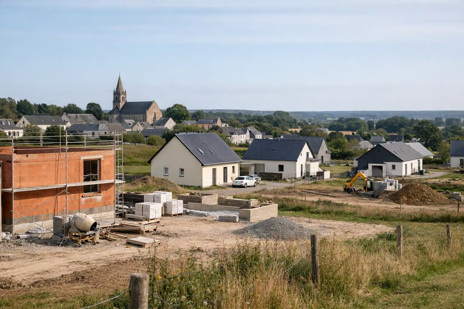 Maisons en construction dans un village côtier